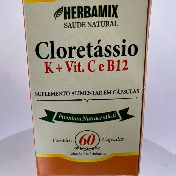 Cloretássio K + Vitamina C e B12 – Herbamix 60 Cápulas.